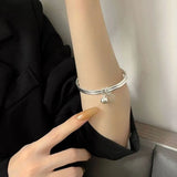 Hivava    Character "Fu" Blessing Bell Double Layer Bracelet For Women Men Lucky Charm Silvery Color Bangle&Bracelets Jewelry Gift