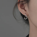 Hivava  -  New Korean Silver Color Hoop Earrings for Women Trend Vintage Geometric Irregular Dislocation Ear Studs Earring Jewelry