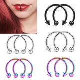 Hivava  2Pcs Stainless Steel Nose Ring Hoop Septum Rings Lip Studs Nostril Earrings Tragus Ear Lip Fake Piercing Horseshoe Body Jewelry