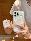 Hivava  Ins Cartoon Animals Magnetic Cover Stand Holder Fundas For Iphone 15ProMax 14 15 14Pro 13 Pro Max 13ProMax 12 Matte Phone Case