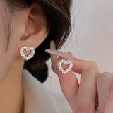 Hivava  -  Vintage Metal Heart Stud Earring for Woman New Trendy Silver Color Geometric Twisted Wave Earring Party Jewelry Accessories