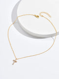 Hiava  -  Fashion New Zircon Inlaid Cross Necklace Pendant Jewelry for Women Gold Color Long Clavicle Chain Necklaces