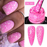 Hivava  -  7ml Snowflake Gel Nail Polish Neon Fluorescent Gel Semi Permanent Pink White Snow Sequins Nails Art Design Varnish UV LED