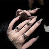 Hivava Gothic Punk Irregular Spider Opening Ring Women Men Fashion Zircon Black Crystal Dark Animal Ring Hip Hop Party Finger Jewelry