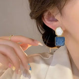 Hivava  -  Vintage Resin Geometric Square Drop Earrings for Women Charms Blue Earring White Pendant Jewelry Accessories Party Gifts