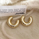 Hivava  -  Punk Non Piercing Chunky Circle Clip Earring for Women Gold Color Round Thread Texture Ear Cuff Thick Earclips Jewelry Gifts