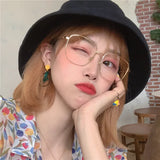 Hivava Korea Big Alloy Glasses Frame Women Ins No Makeup Plain Glasses Men Eyewear Cute Decorative Computer Glasses