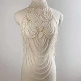 Hivava  Body Jewelry Pearl Pure Hand-woven New European And American Sexy Multi-layer Pearl Body Chain Vest Chain Female