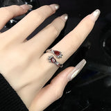 Hivava  -  Gothic Red Opal Irregular Natural Stone Rings Red Stone Rings for Women Y2K Animal Tail Spider Ring Aesthetic Creative Jewelry