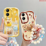 Hivava  -  3D Kuromi Cute Bear Wave Phone Case For Huawei Nova 11 Ultra 10 Pro 9 8 SE 7 6 5 7i 5T Y70 Plus Y71 Wrist Strap Cartoon Cover