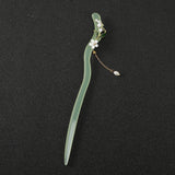 Hivava  -  18cm Women Hairpin Jade Lily of the Valley Tassel Hairpin Hair Clips Transparent White Hair Sticks Fashion Ponytail Accessories