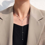 Hivava  -  Fashion Gold Color Ball Bead Long Tassel Pendant Necklace for Women Stainless Steel Metal Chain Necklace Jewelry Gift