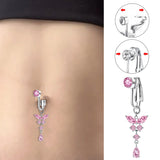 Hivava  Clip On Belly Button Ring Butterfly Shape Copper Zircon Fake Belly Piercing Umbilical Navel Body Jewelry Trendy Fashion Style