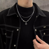 Hivava  -  Kpop Star Pendant Baroque Pearl Necklaces Men Women Punk Black White Imitation Pearl Necklace Unisex Stainless Steel Necklace