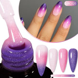 Hivava  -  7ml White Nude Glitter Thermal Gel Nail Polish Temperature Color Changing Soak Off UV LED Nail Art Gel Varnish