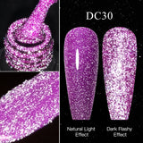 Hivava  -  Reflective Glitter Gel Pink Sparkling Sequins Gel Nail Polish Soak Off UV Nail Gel Semi-permanent Nail Art Decoration