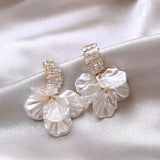 Hivava  -  New Classic Fashion Glossy Earrings Women Simple Korean White Shell Flower Earrings Temperament Light Luxury Jewelry Gift