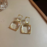 Hivava  -  New Fashion Double Square Transparent Earrings for Women Girls Luxury Sexy Glass Crystal Earrings Party Jewelry Gifts