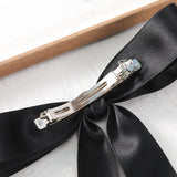 Hivava Haimeikang Long Ribbon Bow Hairpins Barrette For Women Black Temperament Ponytail Hair Clips Fashion Headwear Accessories