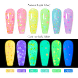 Hivava  -  7ml Glow In Dark Candy Gel Nail Polish Summer Sparkly Glitter Sequins Luminous Nail Art UV Gel Varnish Manicure