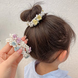 Hivava  Child Pearls Bow Elastic Hairbands Flowers Scrunchies Hair Bands Rubber Hair Tie  Fashion Ponytail Girls Hair Accessories