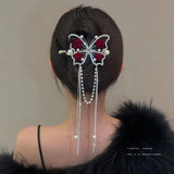 Hivava  -  New Fashion Butterfly Tassel Hairpin Female Retro Elegant One Word Hairpin Ponytail Buckle Hair Clip Headwear Summer Accessories