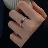 Hivava  -  Black Zircon Love heart Ring for Women New Fashion Design Cool Style Adjustable Rings