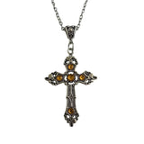 Hivava  -  Gothic black ruby cross pendant men's women's necklace European and American retro simple fashion jewelry gifts