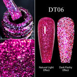 Hivava  -  7ml Red Pink Fluorescent Reflective Gel Nail Polish Glitter Sparkly Neon Semi Permanent UV LED Gel Nail Art Varnish