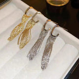 Hivava  -  Fashion Statement Gold Silver Color Long Metal Chain Bling Tassel Earrings for Women Wedding Ms Hot Jewelry Pendant Gift