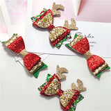 Hivava  -  1 Piece Christmas Deer Pincer Glitter Barrette Bow Tie Hairpins Hair Clip For Girls Pin Tiaras Baby Hair Accessories For Women