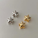 Hivava  -  Minimalist Sliver Color Star Stud Earrings for Girls Women Fashion Sweet Cool Pentagram Piercing Earings Y2k Jewelry Gifts