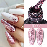 Hivava  -  7.5ml Glitter Nail Gel Polish Summer Laser Silver Nude Sequins Manicure Semi Permanent Soak Off Nail Art Gel Varnish