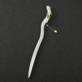 Hivava  -  18cm Women Hairpin Jade Lily of the Valley Tassel Hairpin Hair Clips Transparent White Hair Sticks Fashion Ponytail Accessories