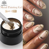 Hivava  -  Metallic Painting Gel Nail Polish Chrome Gold Silver Mirror Metal Effect Super Bright Draw Line French Nail Gel 5ml