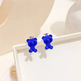 Hivava  -  Fashion Pink Flocking Bear Rabbit Stud Earrings for Women Girl Korean Cute Animal Small Bear Earrings Birthday Jewelry Gift