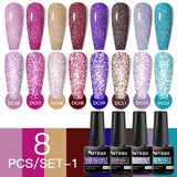 Hivava  -  6/8pcs Gel Nail Polish Set Nude Pink Gel Varnishes Kit Glitter Soak Off Uv Led Gel Semi Permanent Nail Art Gel Lacquer