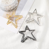 Hivava   -  6.5cm Alloy Star Hair Claw Clamp Girls Punk Sliver Ponytail Hair Clip Korean Hair Accessories Headwear Fashion Hair Crab Clips