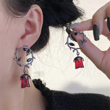 Hivava  -  Y2K Gothic Liquid Heart Cross Star Pendant Earrings Red Zircon Love Dangle Earring Goth Irregular New Aesthetic Tassel Earrings