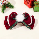 Hivava  -  Christmas Deer Hairpin Girls Women Fashion Anlter Bow Hair Clip Red Cute Elk Hairpins Side Clip Plush Snowflake Hair Accessories