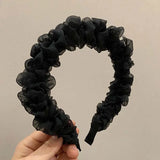 Hivava  -  New Trendy Solid Color Mesh Pleated Headbands for Women Korean Elegant Ruffle Hairband Hair Band Headwear Hair Accessories