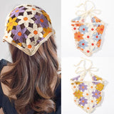 Hivava Molans Knitted Triangle Scarf Headbands Women Hollow Flower Korean Hair Band Turban Bandana Headwarp Fashion Hair Accessories