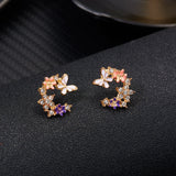 Hivava Korea Small Fresh Sweet Cute Flower Crystal Earrings For Women Temperament Geometric Round Pearl Earring Wedding Party Jewelry