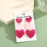 Hivava  -  Pink Barbie Powder Love Heart Earrings Dopamine Girl Acrylic Layer Sweet Heart Dangle Earring for Women Grils Cute Party Jewelry