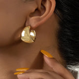 Hivava  -  New Gold Color Round Chunky Earrings for Women Lightweight Smooth Metal Open Thick Hoops Fashion Trendy Jewelry