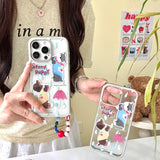 Hivava  Cartoon Puppy Raining Day Ins Colorful Chain Shell For Iphone 13ProMax 12 13 15 Pro Max 15Pro 14Pro 15ProMax 14 12Pro Phone Case