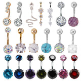 Hivava  Fashion Sexy Piercing Navel Nail Body Jewelry Flower Pendant Crystal Belly Button Rings for Women Girls Lots Style