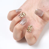 Hivava  10pcs Short Square Glossy Press-On Nails in Reflective Nude Glitter - Perfect for Stylish Women on the Go Spring Daily Wear