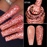 Hivava  -  7ml Red Pink Fluorescent Reflective Gel Nail Polish Glitter Sparkly Neon Semi Permanent UV LED Gel Nail Art Varnish