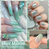 Hivava   -  Mint Green Color Cat Magnetic Gel Nail Polish Sparkle Glitter Gel Varnis Semi Permanent 10ml for Summer Manicure DIY